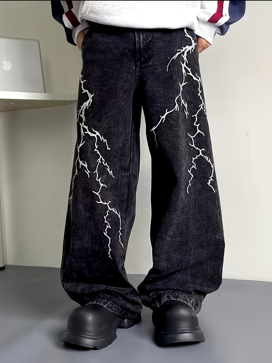 Lightning Print Jeans