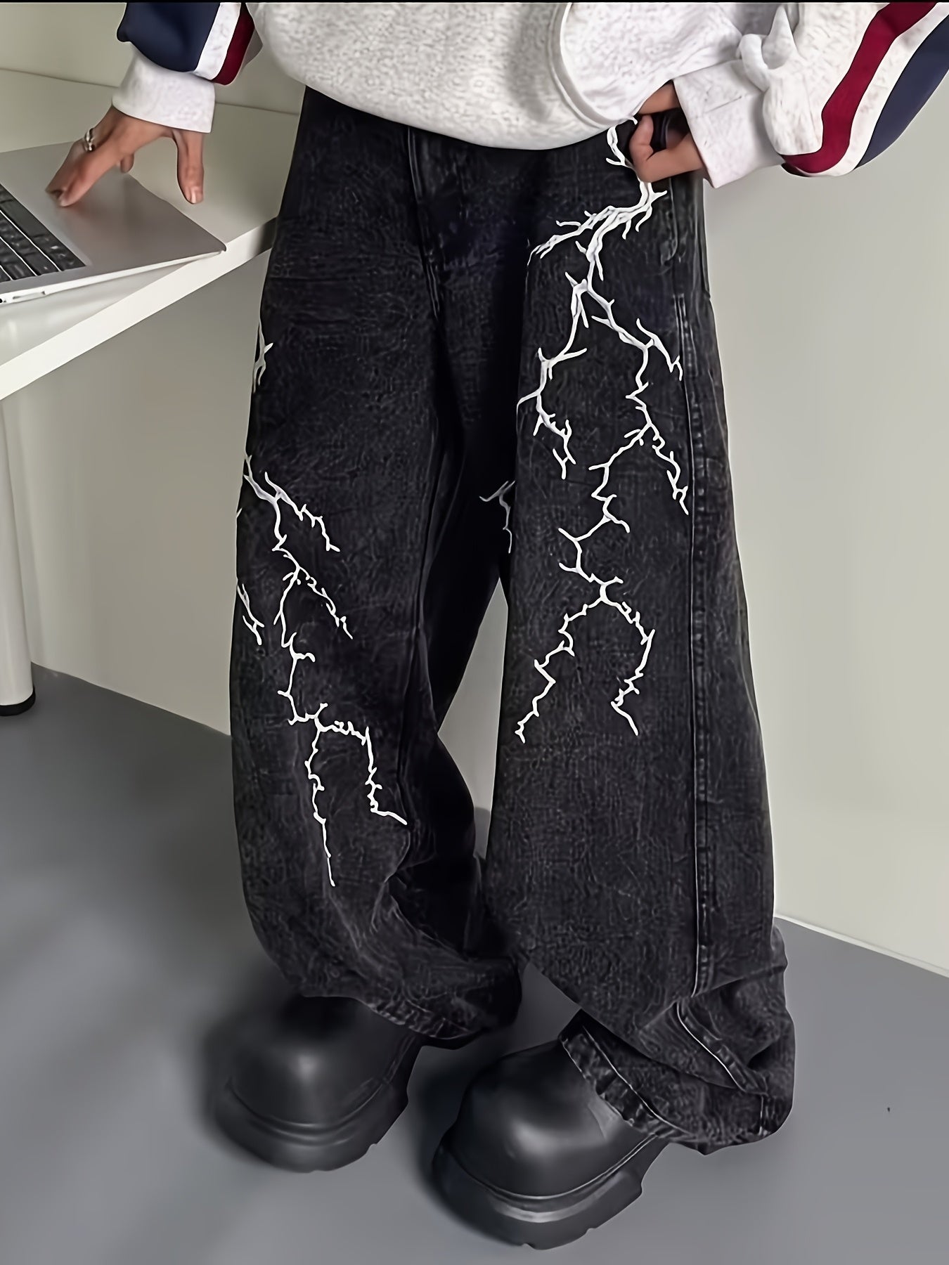 Lightning Print Jeans