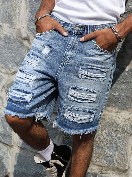 Studded Denim Shorts
