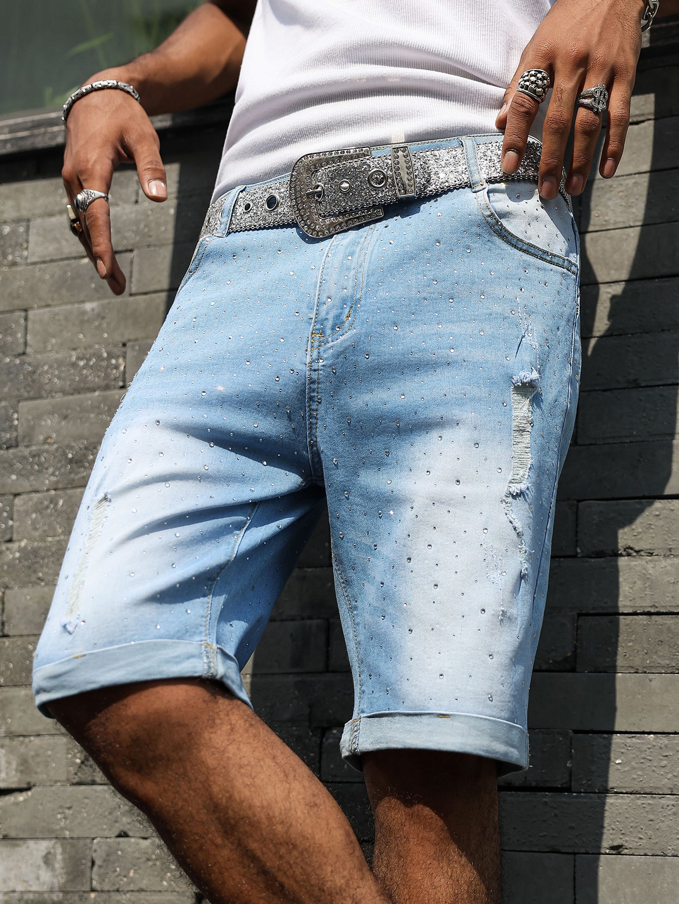 Rhinestone Denim Shorts