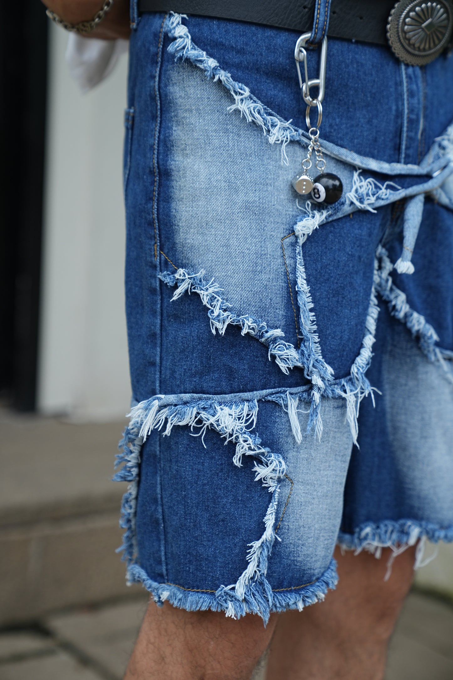 Ripped Patchwork Denim Shorts