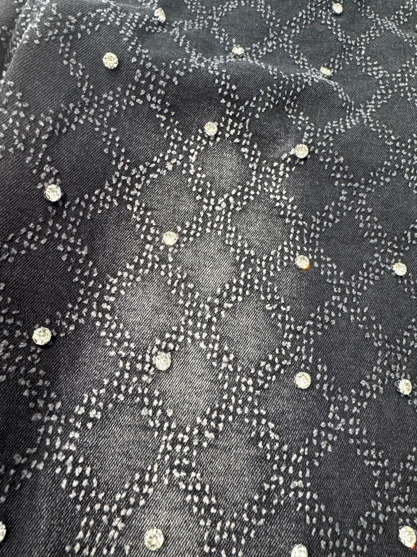 Black Rhinestone Denim Pants