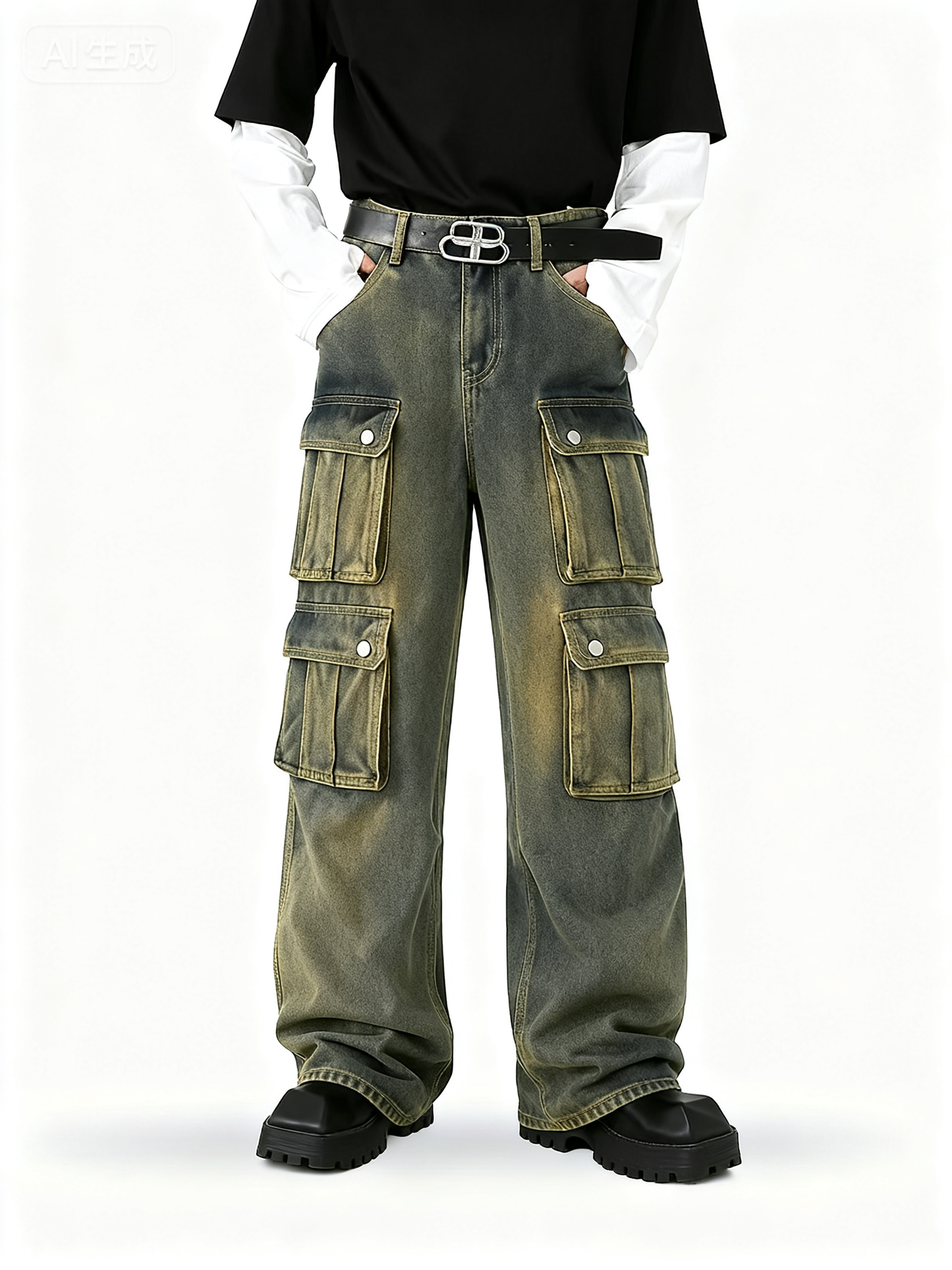 Distressed Multiple Pockets Jeans