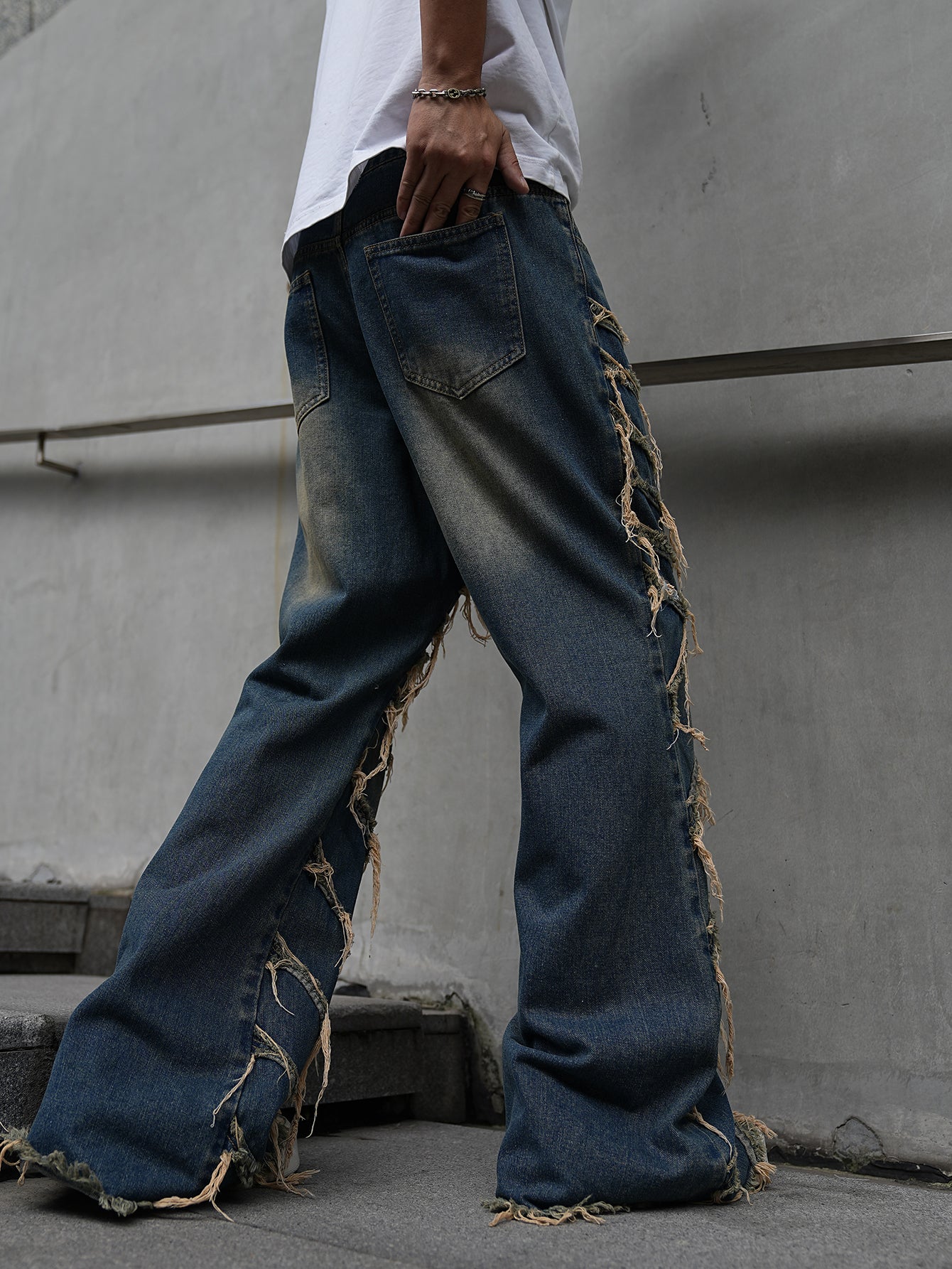 Tassel-Trimmed Ripped Jeans