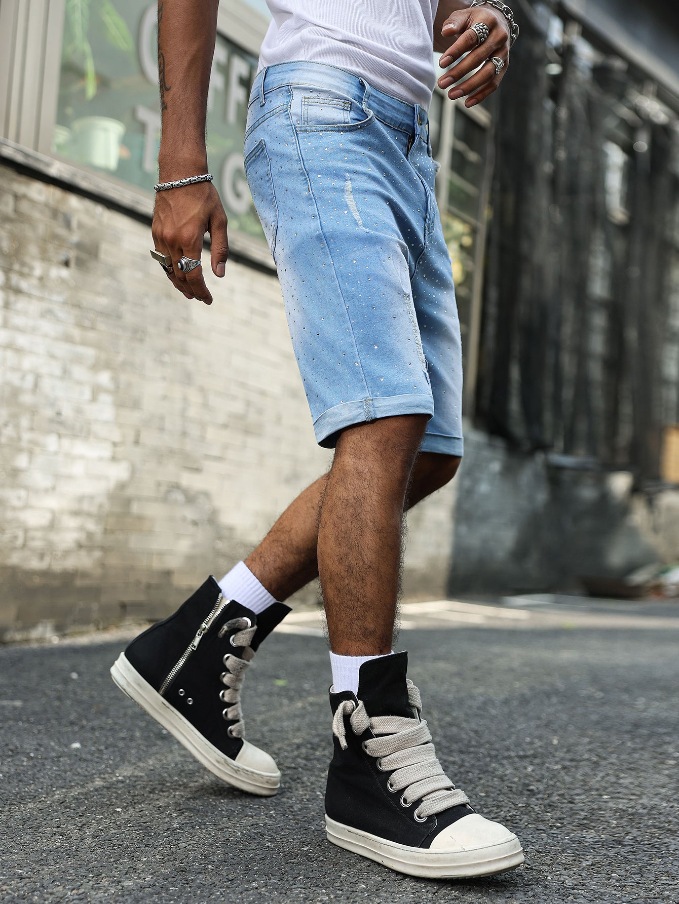 Rhinestone Denim Shorts