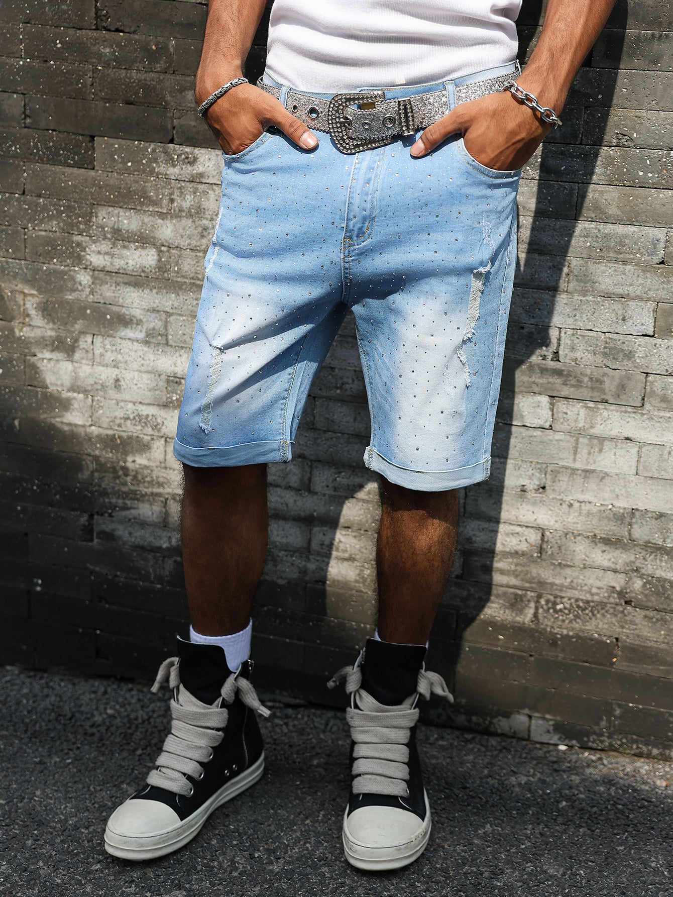 Rhinestone Denim Shorts